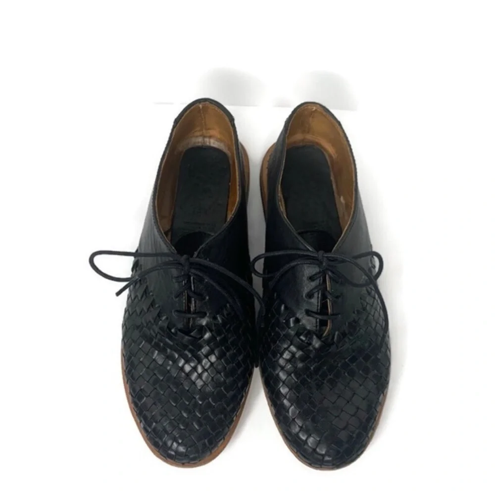 Will Leather Goods Black Woven Oxfords ANTHROPOLOGIE Shoes Sz 6.5